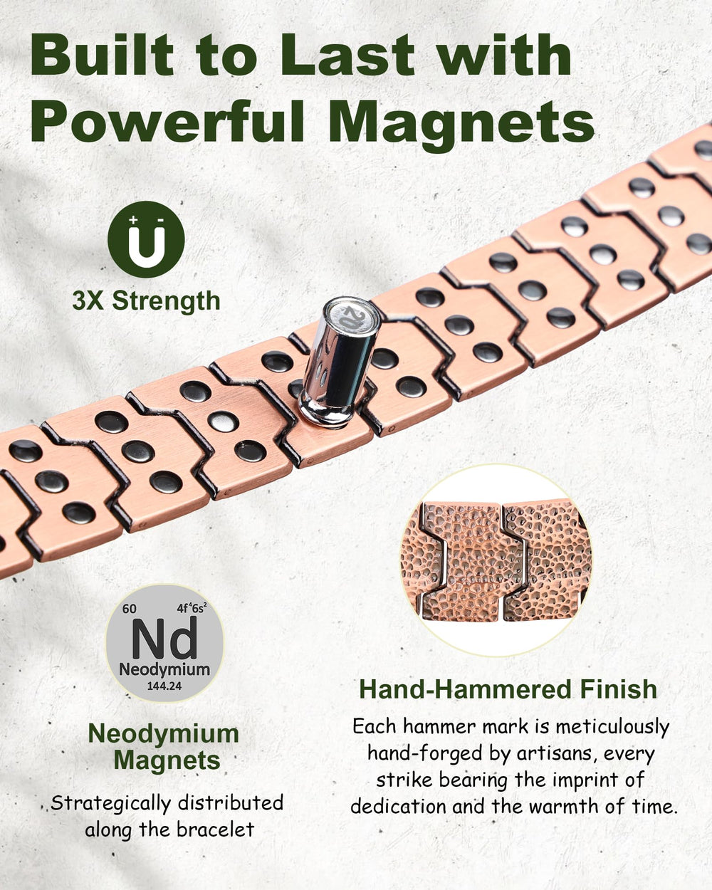 MagEnergy 3800 Gauss magnets arranged in bracelet