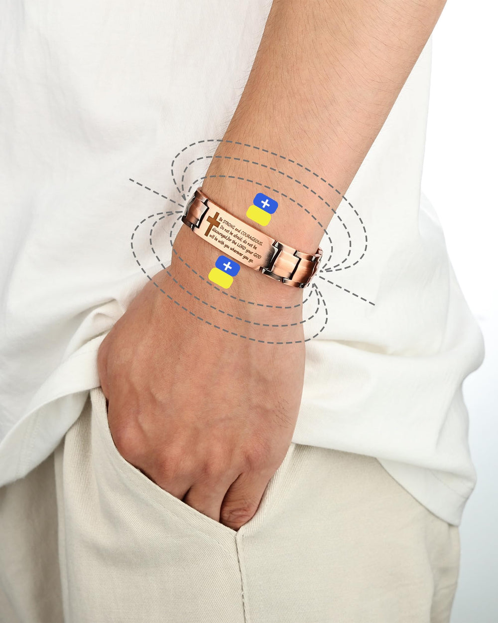 MagEnergy magnetic therapy bracelet showing bold magnets and masculine style