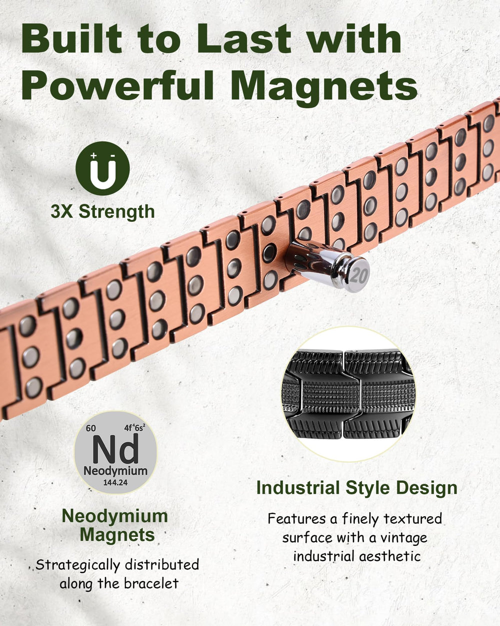 MagEnergy copper ring magnets detail in a cohesive design.