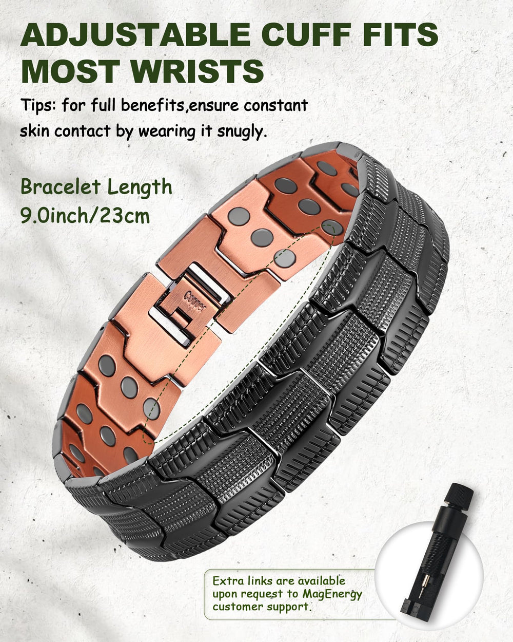MagEnergy includes a free sizing tool for precise wear.