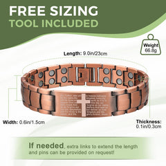 MagEnergy Lord's Prayer engraving detail adds timeless symbolism to the bracelet.