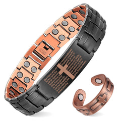 MagEnergy men's copper bracelet front view showing solid build for daily wear and style.