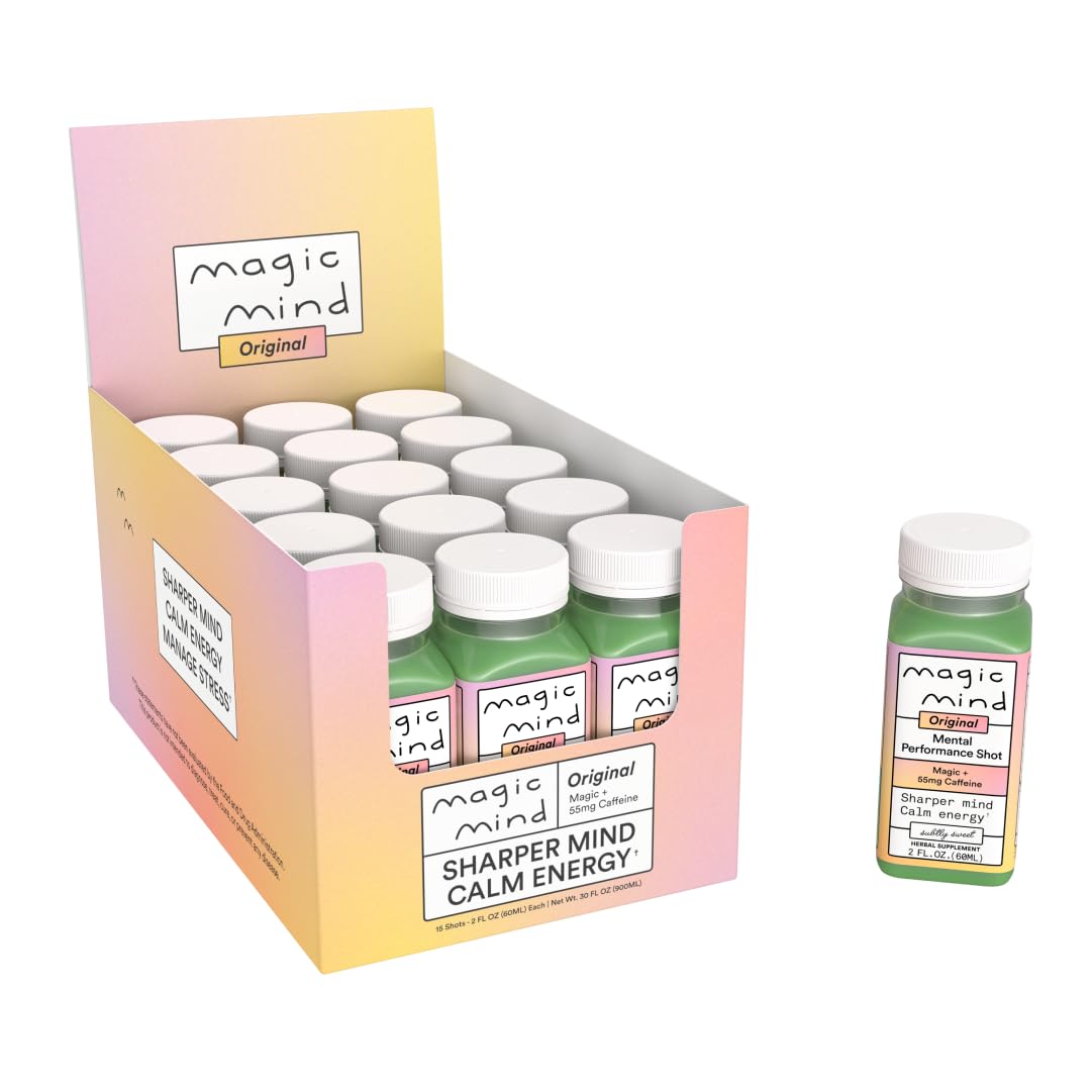 Magic Mind Energy Shot bottle offers a convenient focus boost for daily routines.