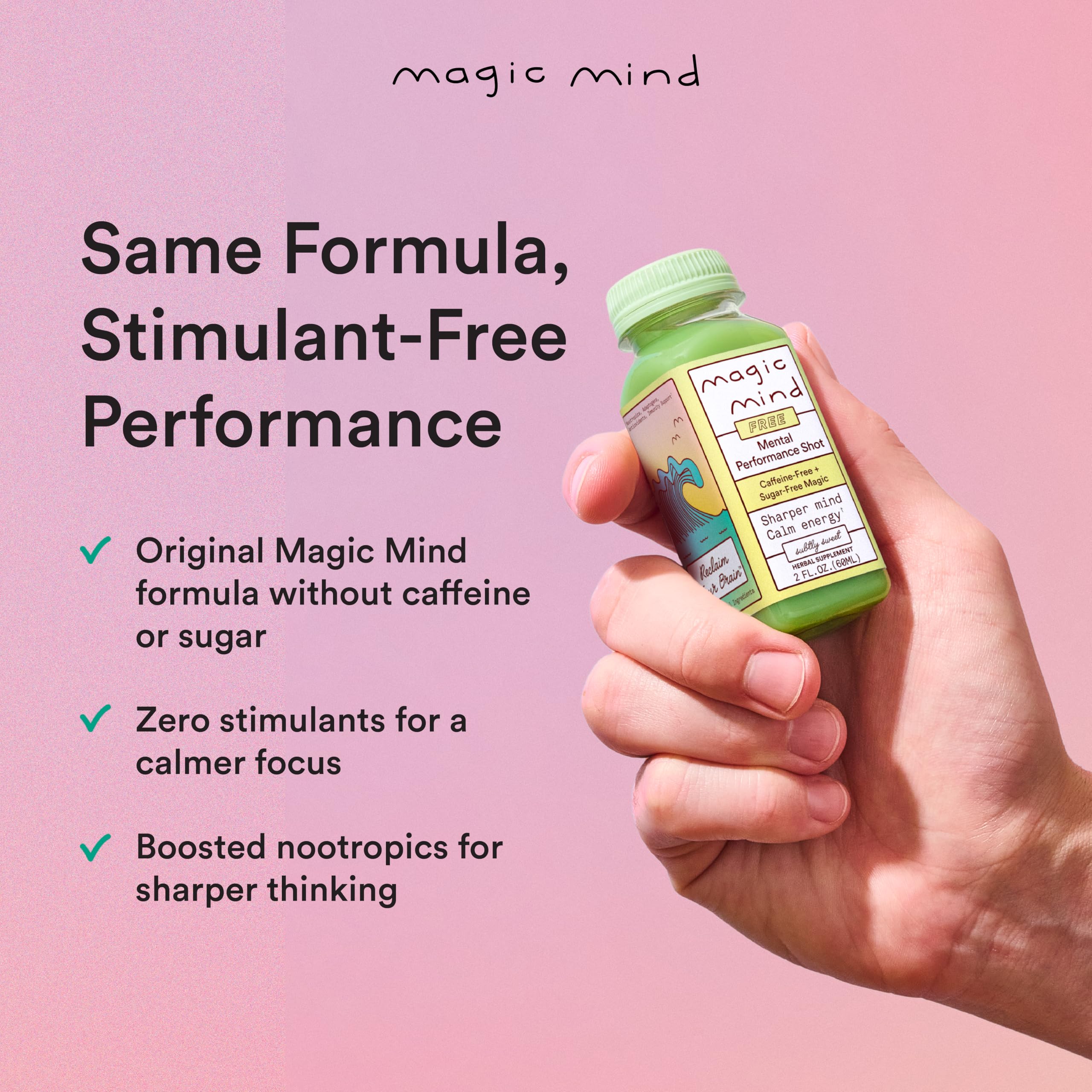 Magic Mind shot cap close-up shows secure seal for on-the-go use.
