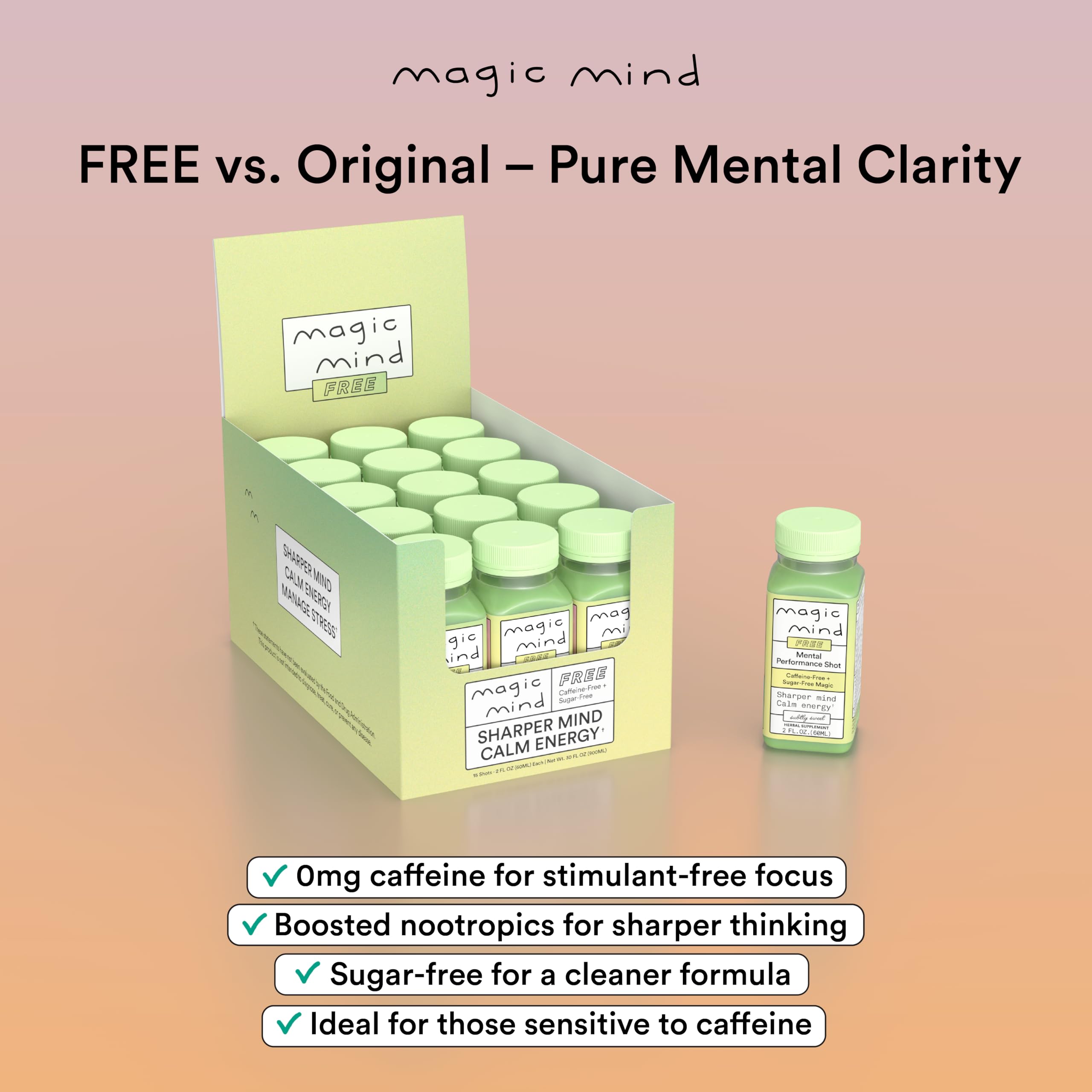 Magic Mind shot with bottles on desk for daily ritual.