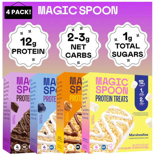 Magic Spoon Treats blueberry-muffin-bars-pack: high-protein, gluten-free snack option for busy mornings.