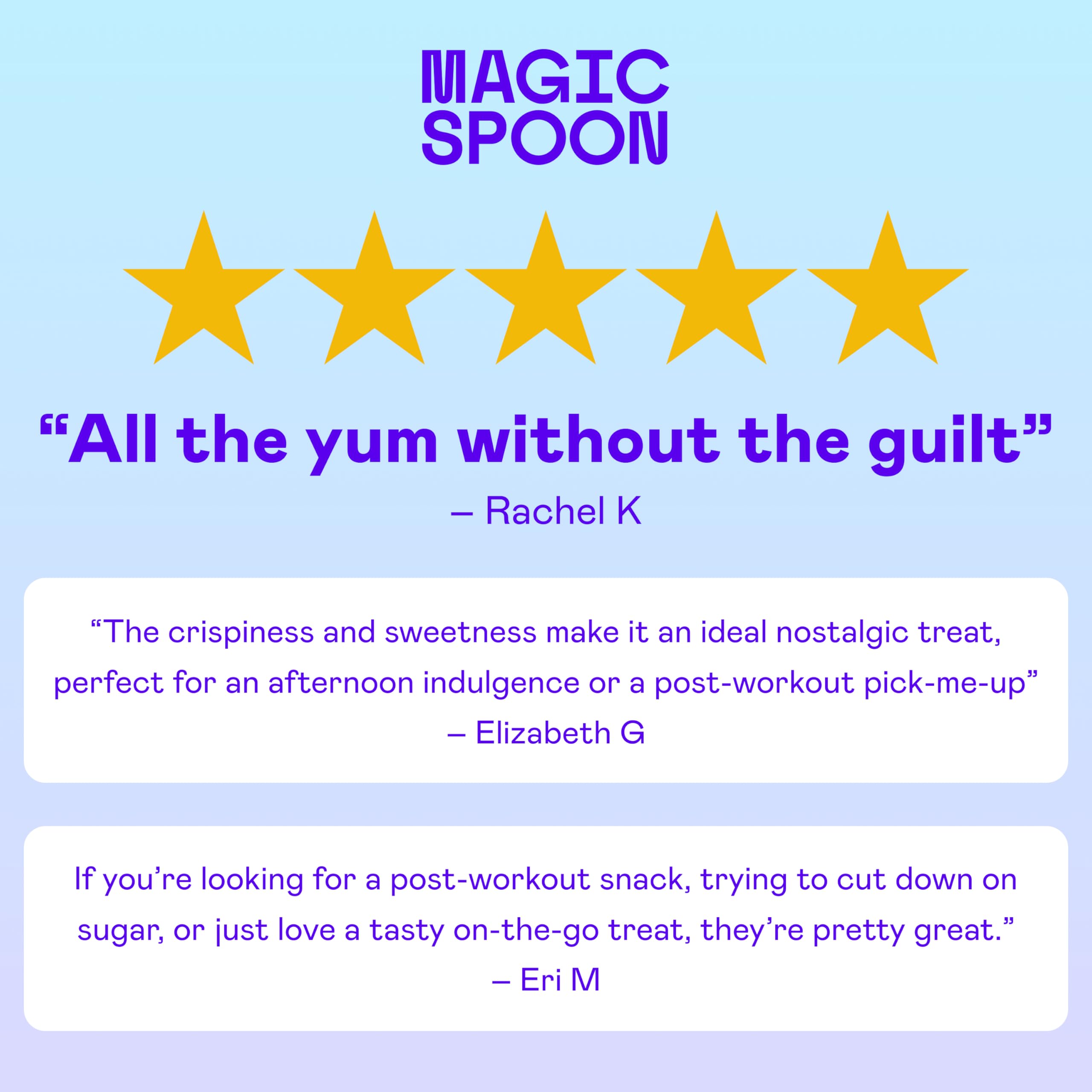 Magic Spoon Treats keto friendly bar emphasizes low net carbs and sugar.