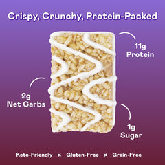Magic Spoon Salted Caramel bar cross-section highlights chewy, satisfying protein core.