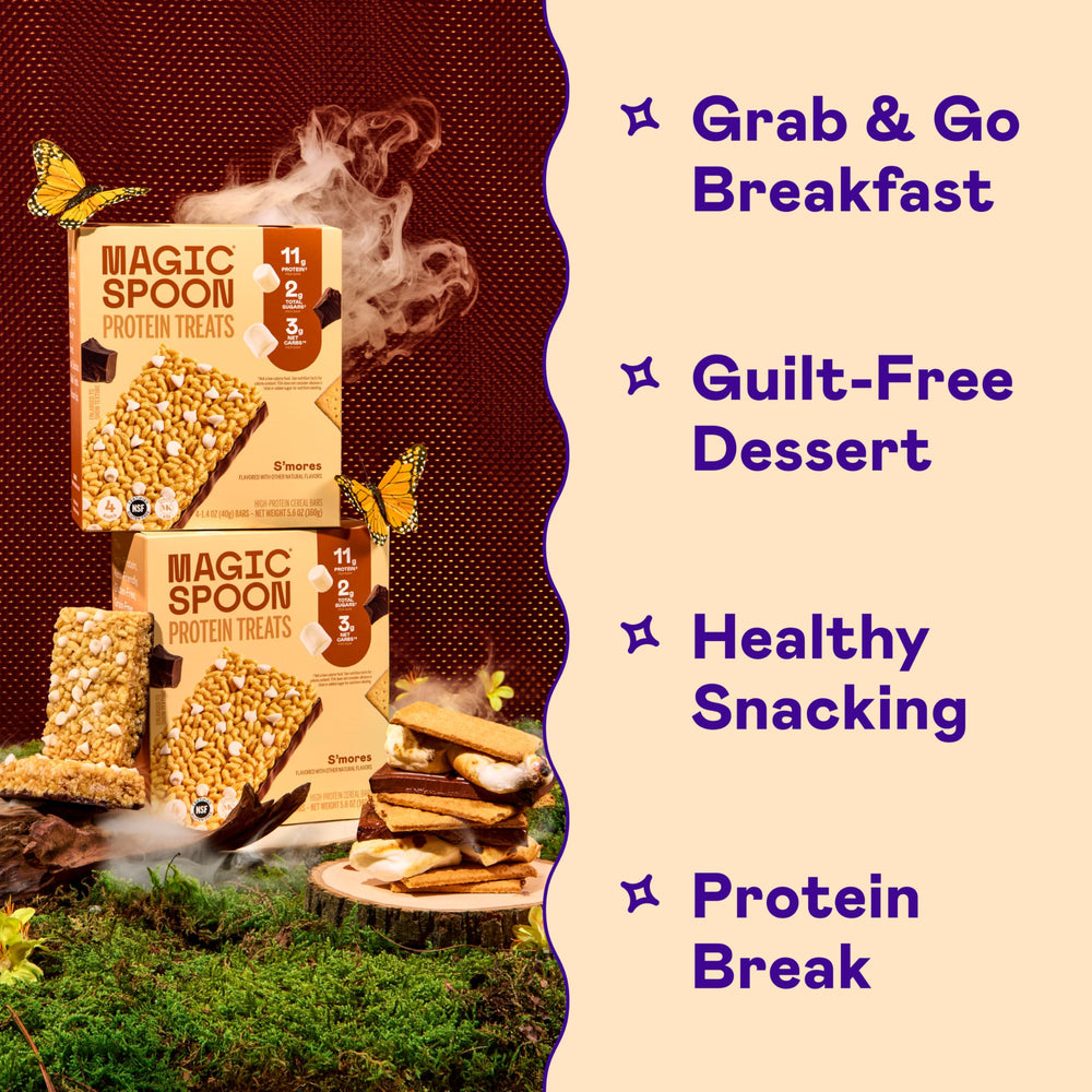Keto-friendly Magic Spoon Smores bar with low net carbs and sugar.