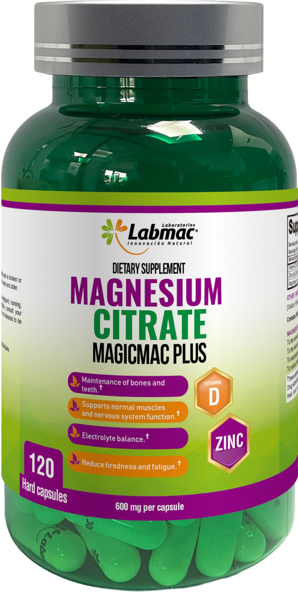 Magicmac Plus 120-capsule bottle for convenient daily wellness routine.