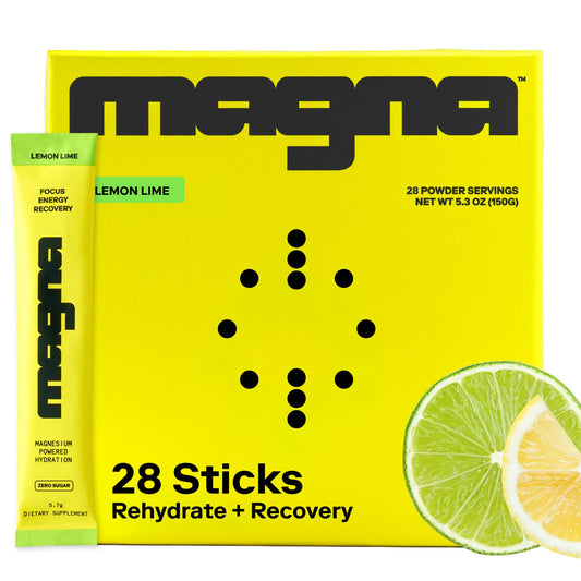 MAGNA electrolytes lemon lime packet ready to pour for daily hydration.