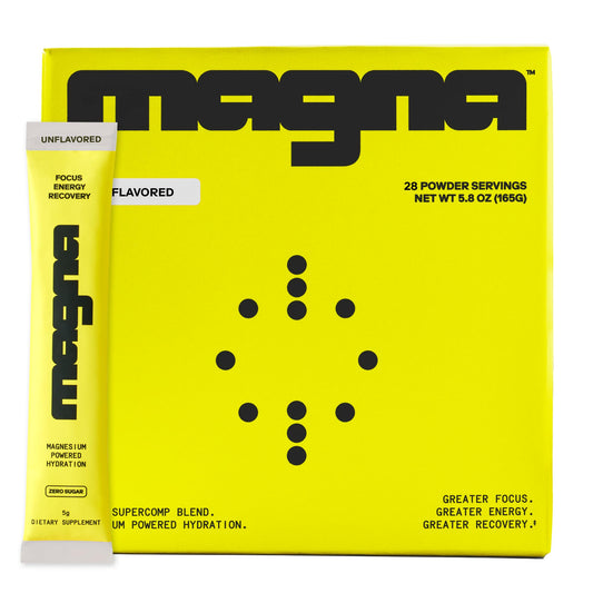 Magna electrolytes powder bottle highlighting hydration support for daily activity