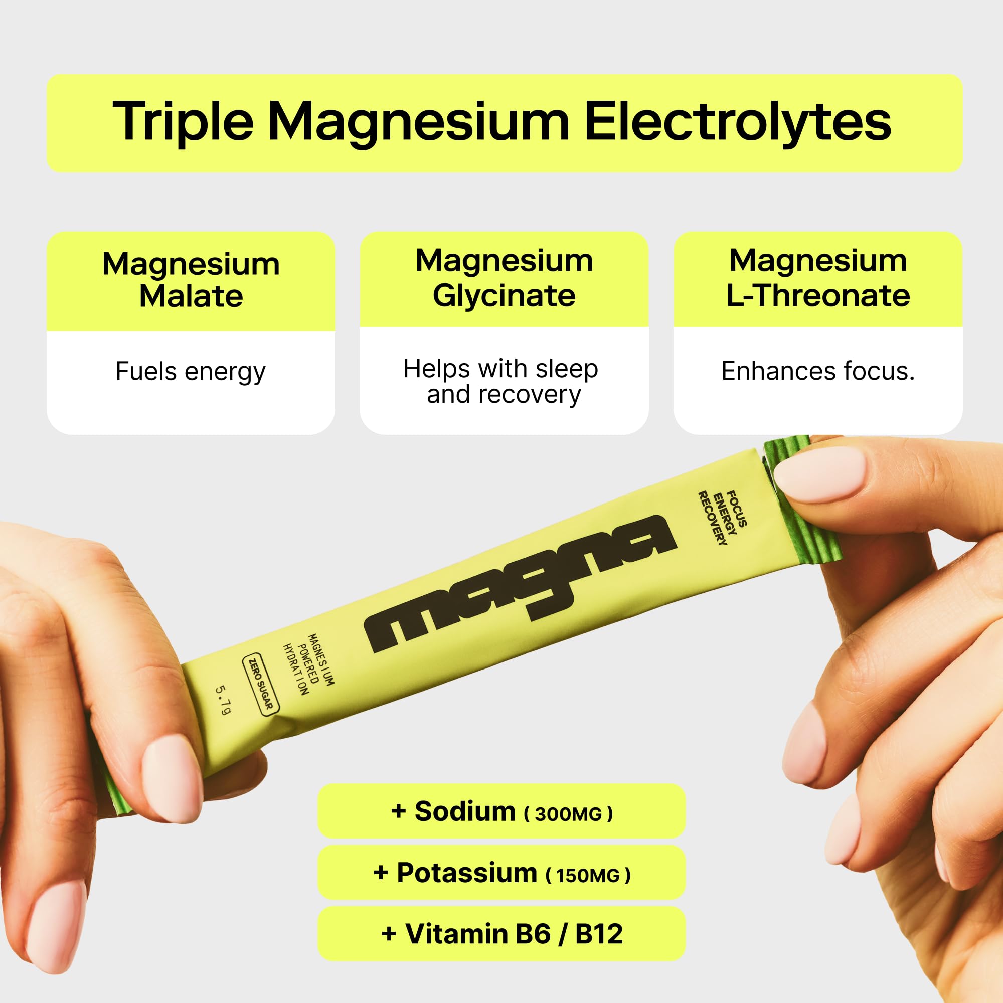 Magna Electrolytes powder dissolving into water shows quick, on the go hydration.