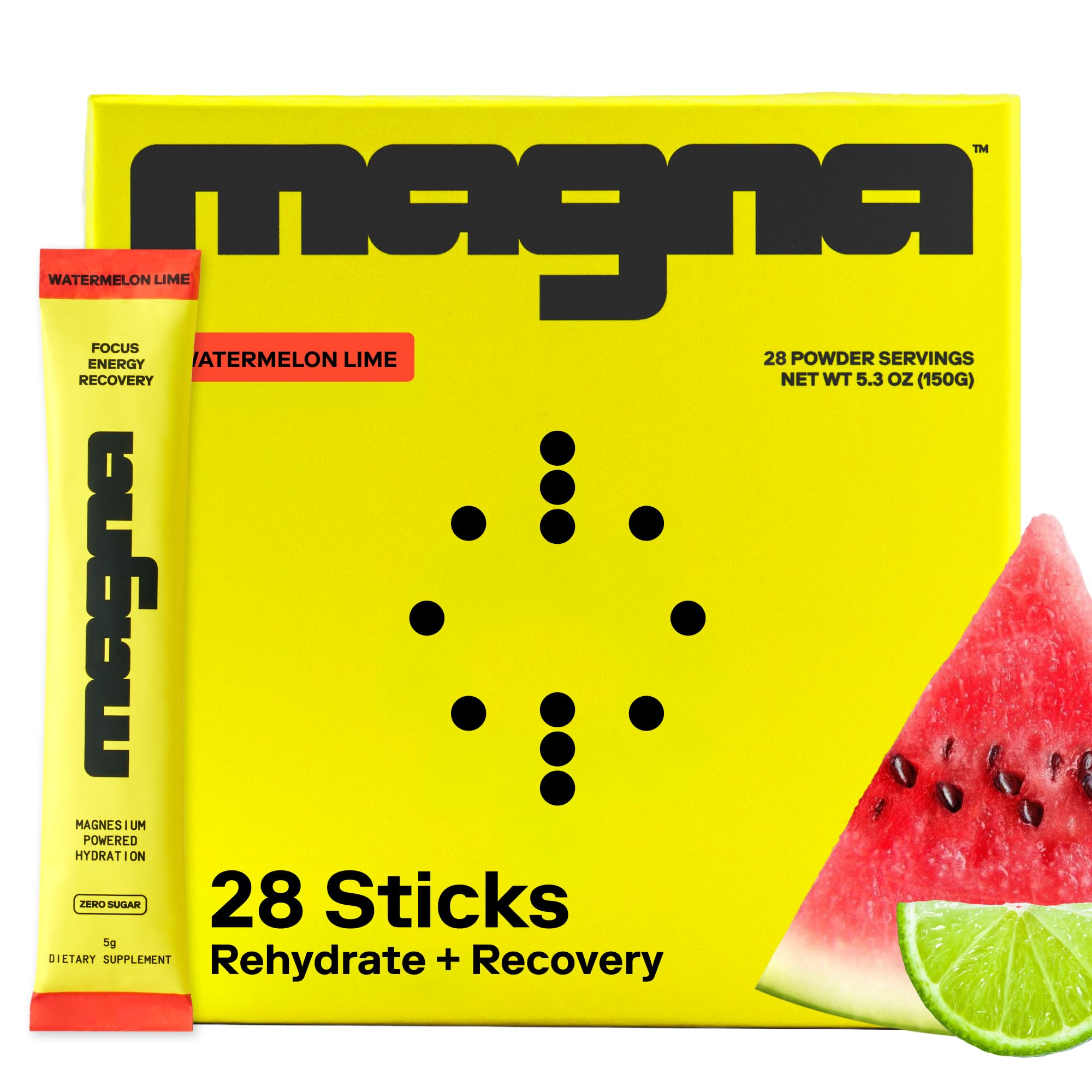 Magna electrolytes powder tub front for daily hydration support.
