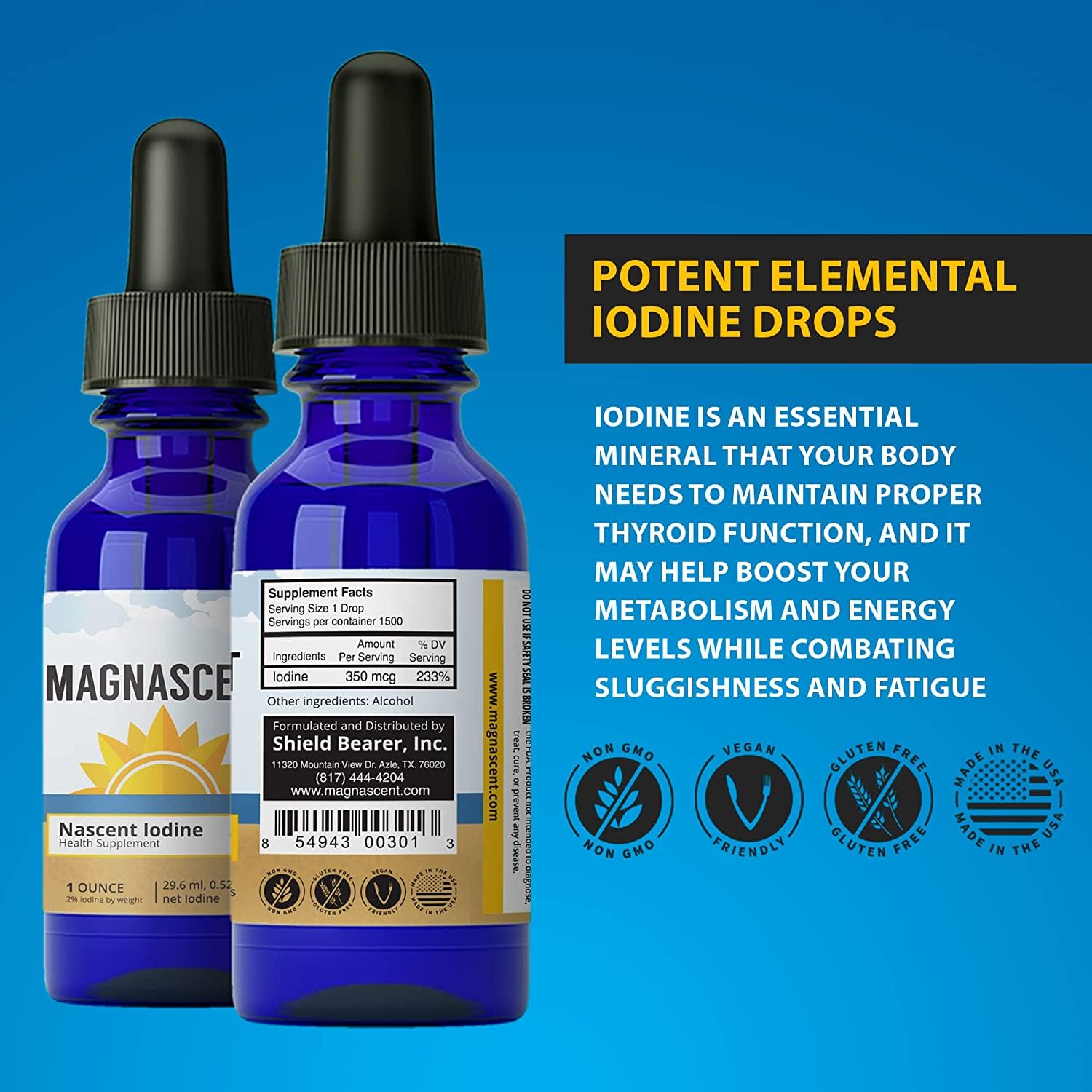 Magnascent vegan non-GMO gluten-free label supports dietary preferences.