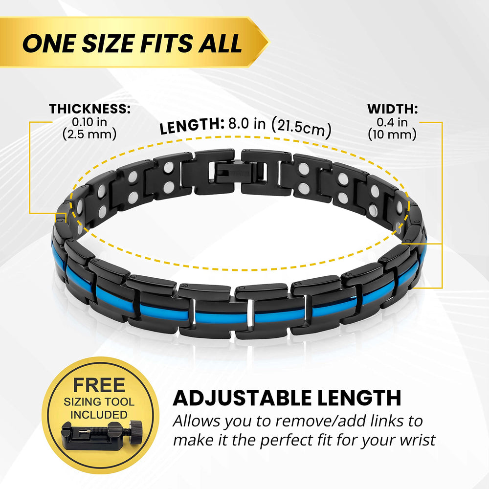 MagnetRX bracelet includes 8.0 inch length and removable links for precise fit.