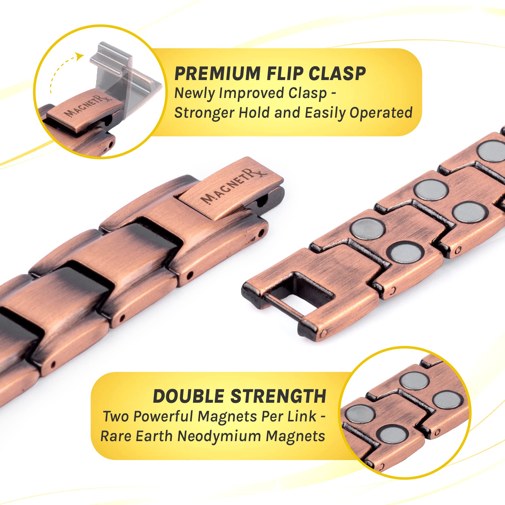 Brushed finish MagnetRX copper ankle bracelet with durable look