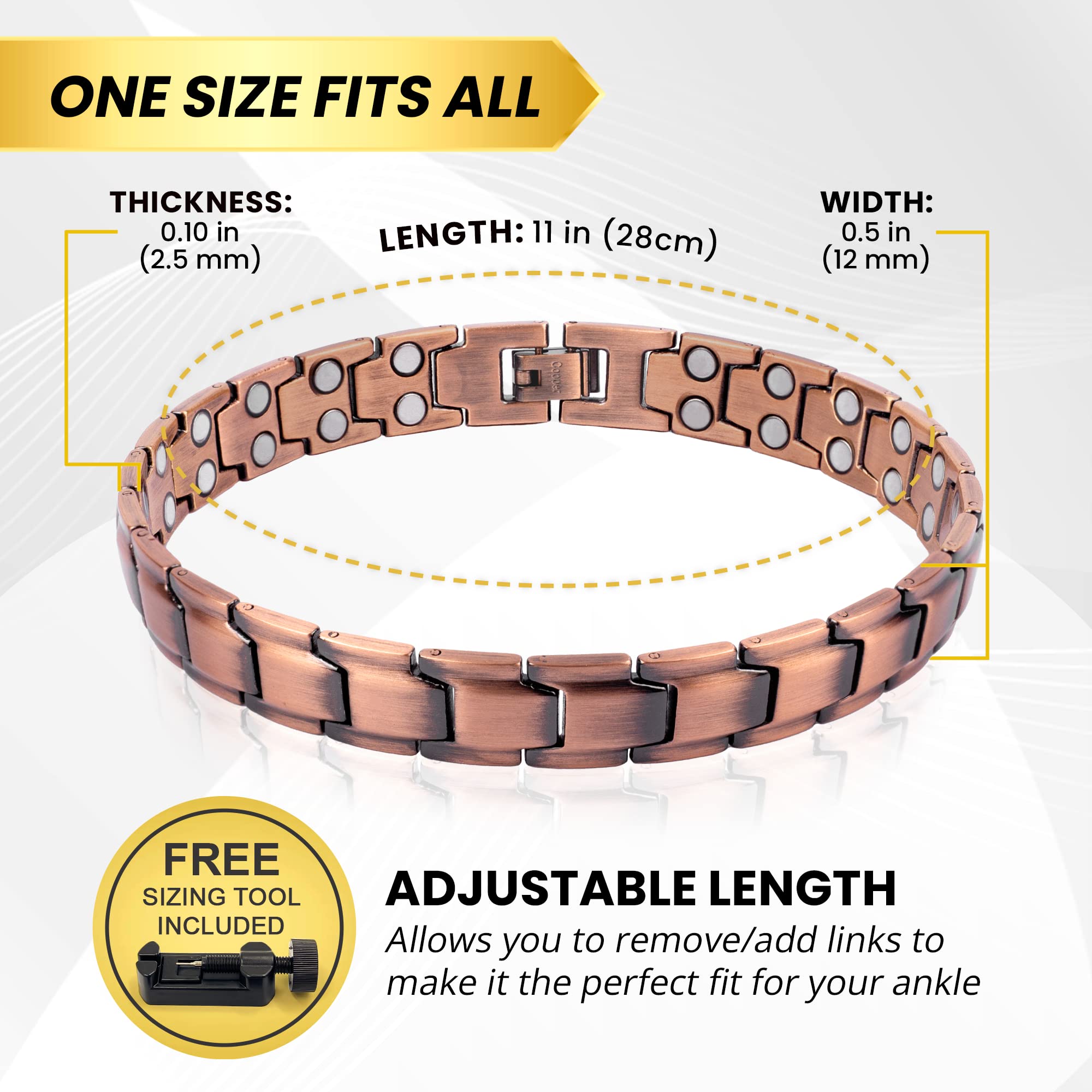 Protective coating on MagnetRX copper ankle bracelet helps preserve color