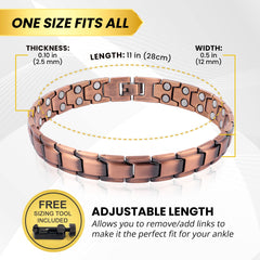 Protective coating on MagnetRX copper ankle bracelet helps preserve color