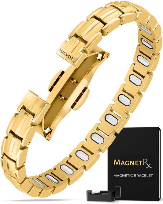 MagnetRX EllipseMAX bracelet close-up showing 5,000 Gauss magnets for daily wear