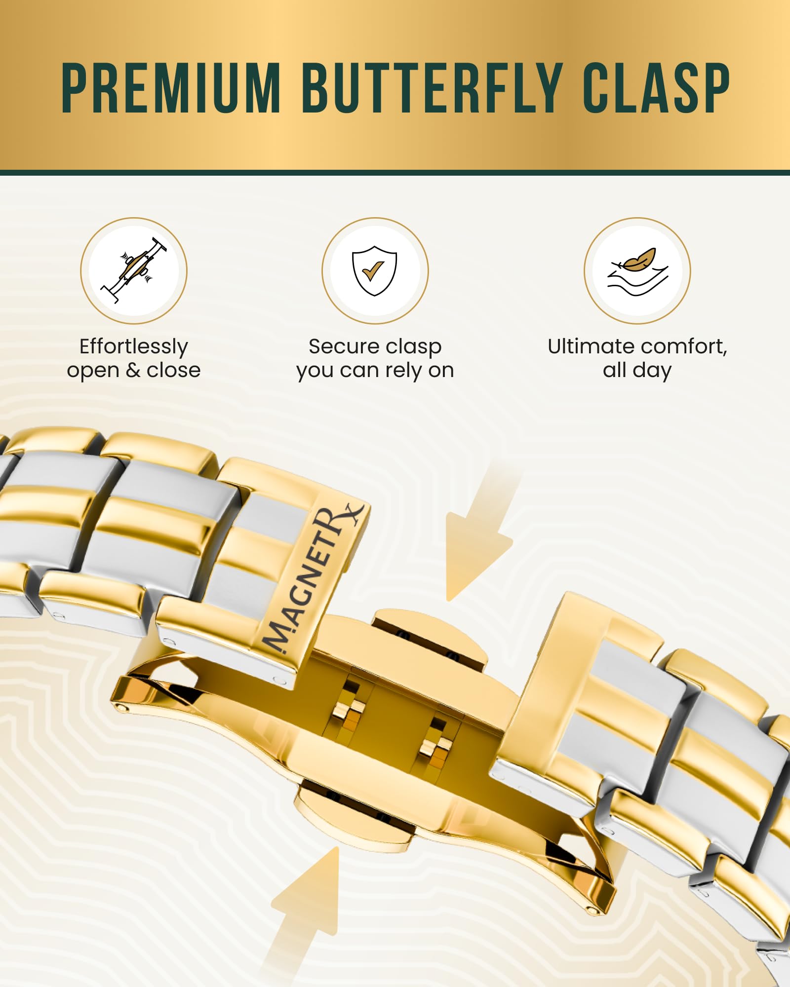 Durable titanium EllipseMAX bracelet resists tarnish for long-lasting wear.