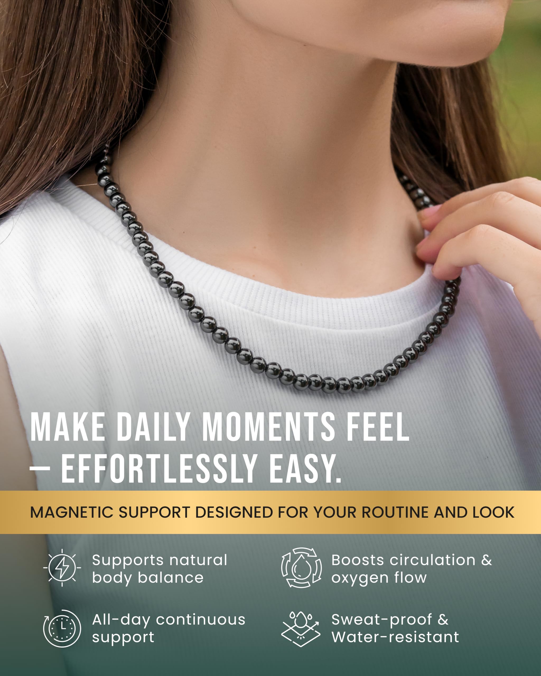 MagnetRX hematite necklace with stainless steel chain for lasting durability and everyday elegance.