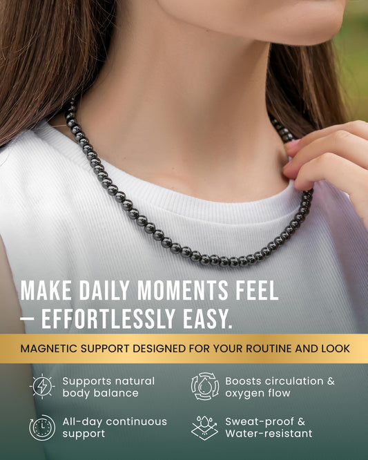 MagnetRX hematite necklace with stainless steel chain for lasting durability and everyday elegance.