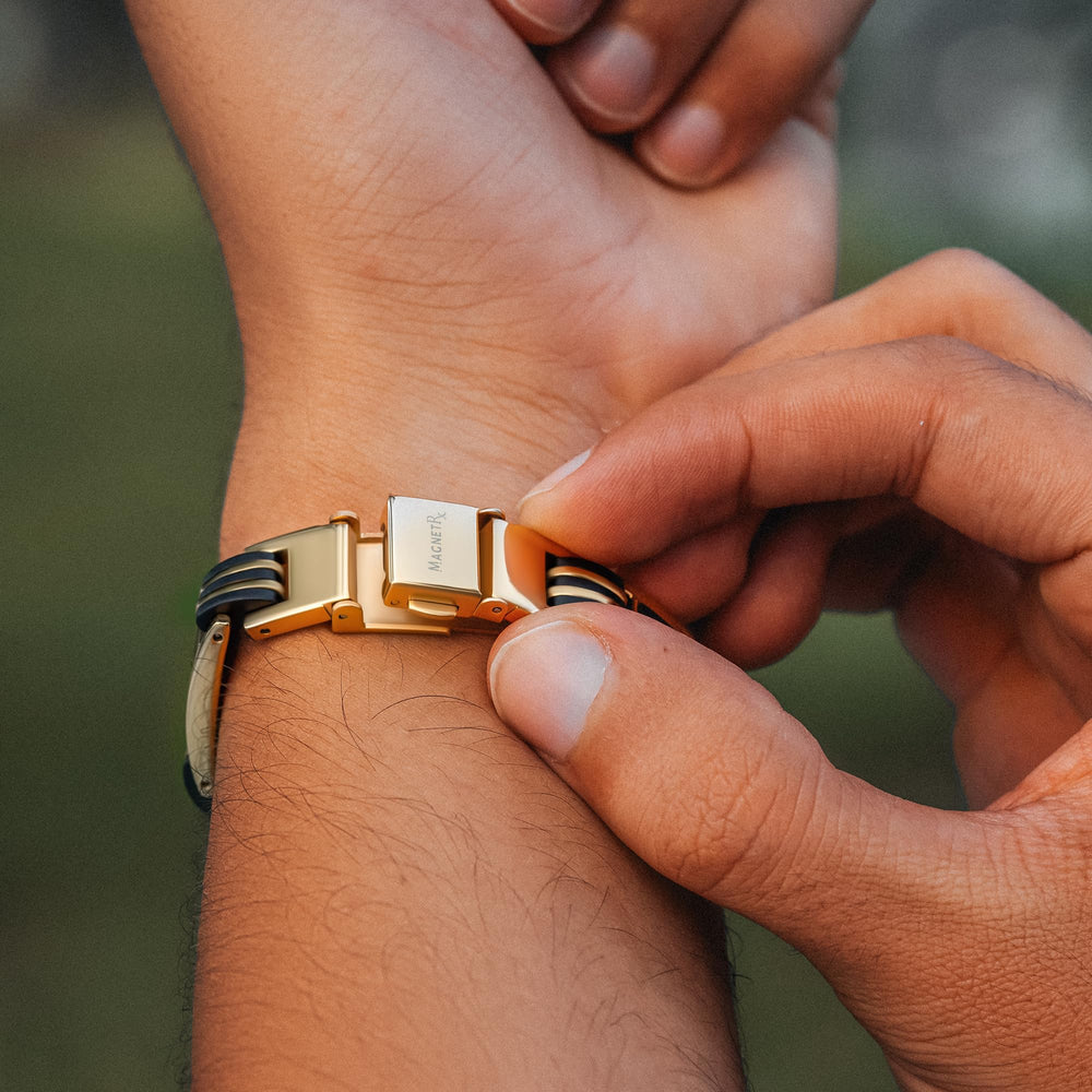 MagnetRX gold bracelet waterproof and durable for everyday use.