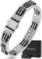 MagnetRX men bracelet with carbon fiber inlay highlights modern style and daily comfort