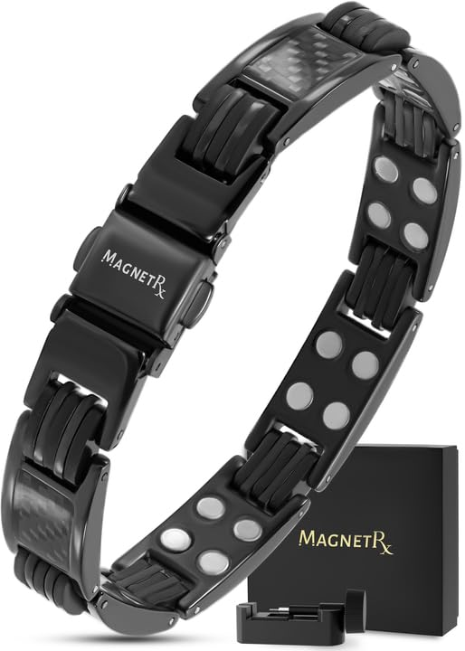 MagnetRX mens bracelet carbon fiber inlay close-up showcases premium craftsmanship and style.