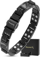 MagnetRX mens bracelet carbon fiber inlay close-up showcases premium craftsmanship and style.