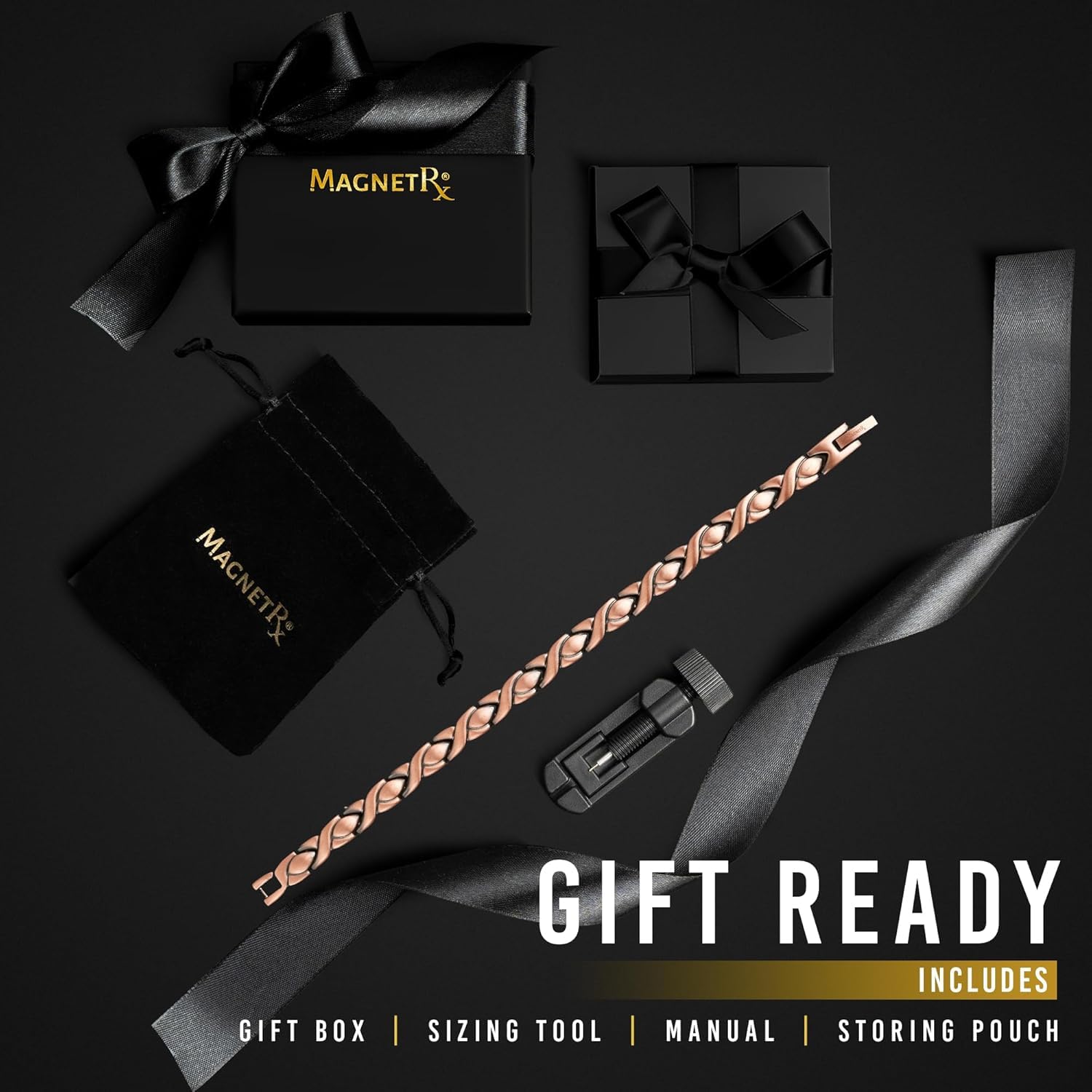 MagnetRX One-Size Anklet with Sizing Tool shown for easy adjustment.
