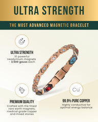MagnetRX copper bracelet with adventurine stone adds earthy charm to casual wear.