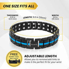 Sizing tool in use with MagnetRX bracelet, easy adjustment for a perfect fit.
