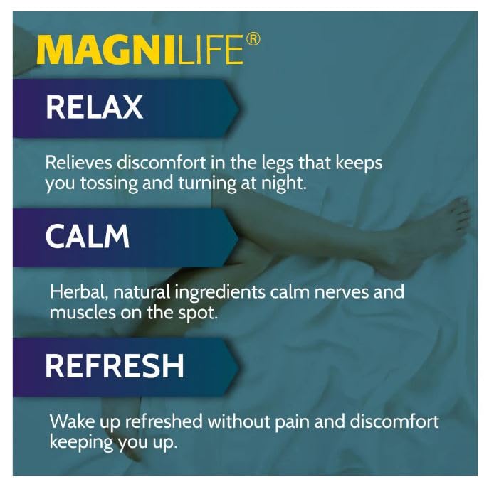 MagniLife leg cream being massaged onto legs for soothing relief.