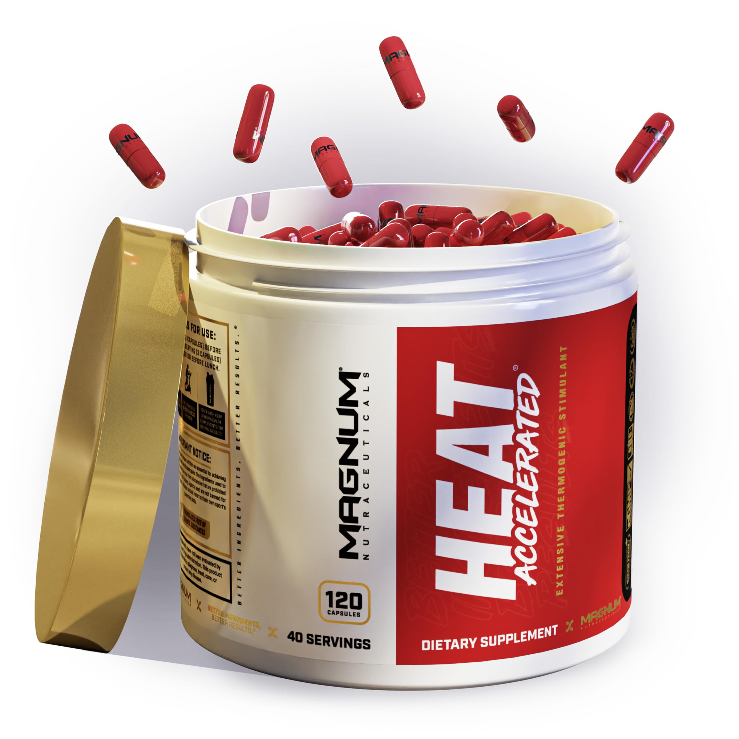 Magnum Heat Accelerated bottle with 120 capsules for performance support