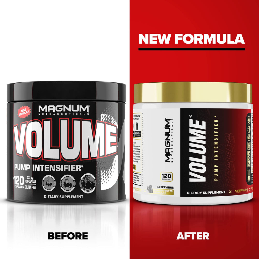 Magnum Volume Magnum Capsules bottle in use with fitness gear and routine