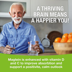 Magtein label detail featuring vitamins C and D ingredients for brain health.