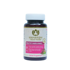 Maharishi Ayurveda Healthy Hair & Nails bottle front showing internal support