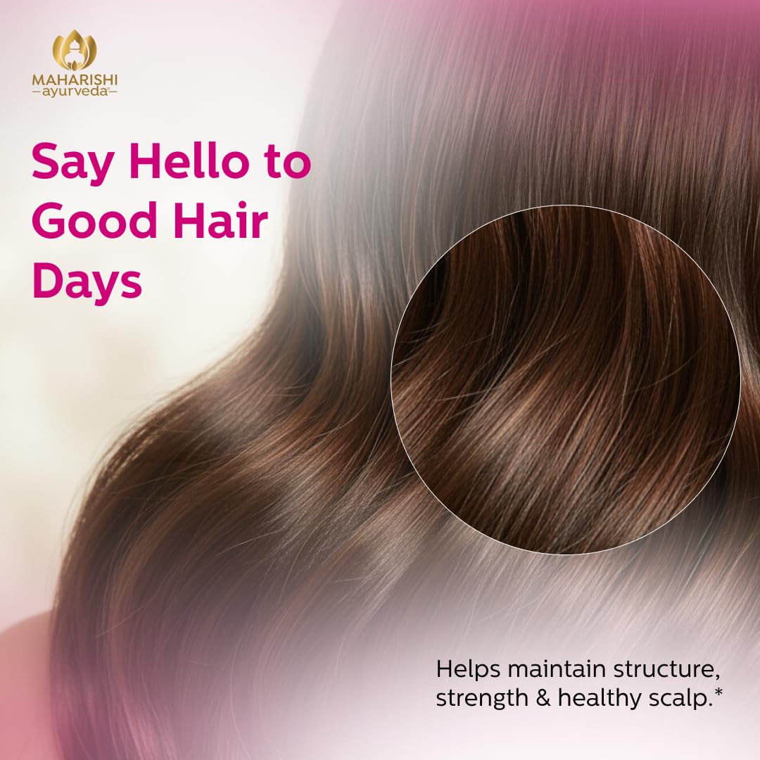 Maharishi Ayurveda Healthy Hair & Nails bottle pour showing easy dosing