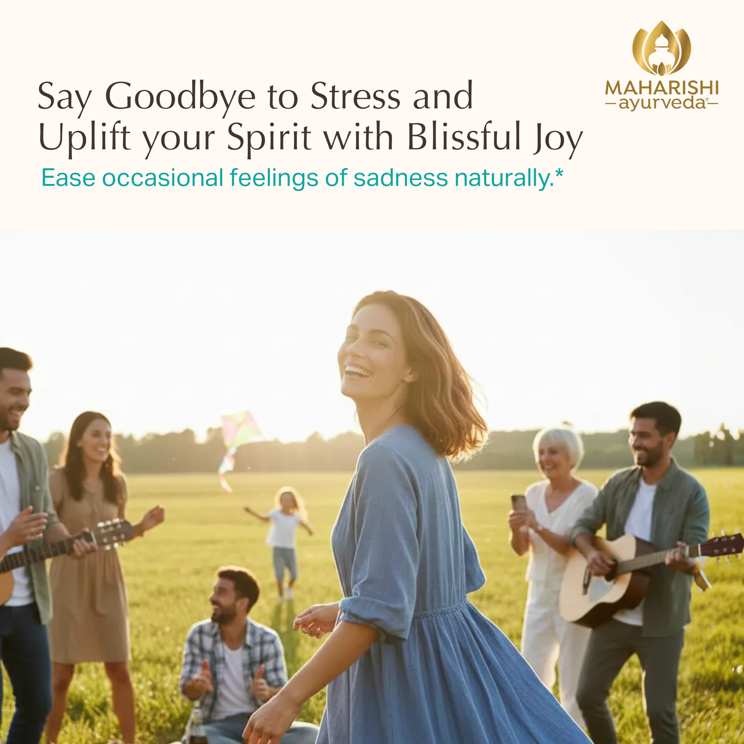 Maharishi Blissful Joy tablet close-up showing 1000 mg dose and capsule texture
