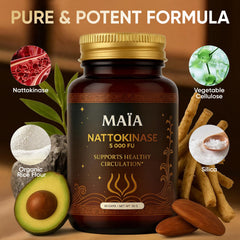 Maia Nattokinase plant-based capsules on a neutral background