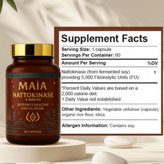 MAÏA nattokinase plant-based capsules ready for daily circulation support.