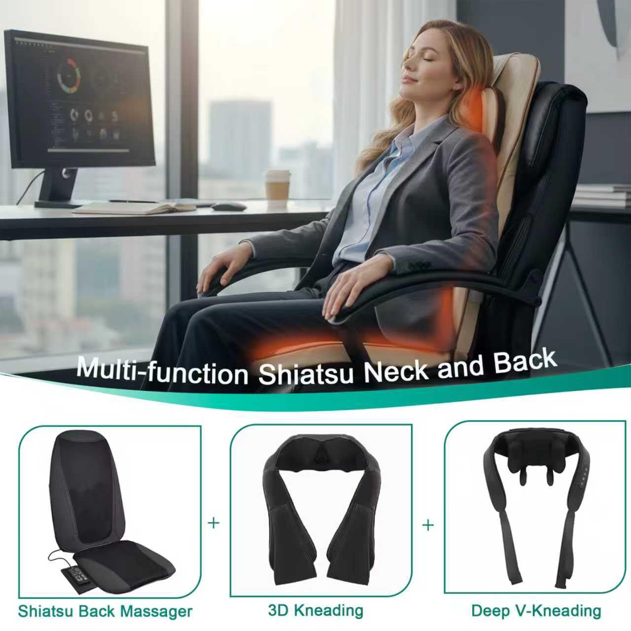 MAIBOLE adjustable neck rollers adapt to different heights for personalized comfort.