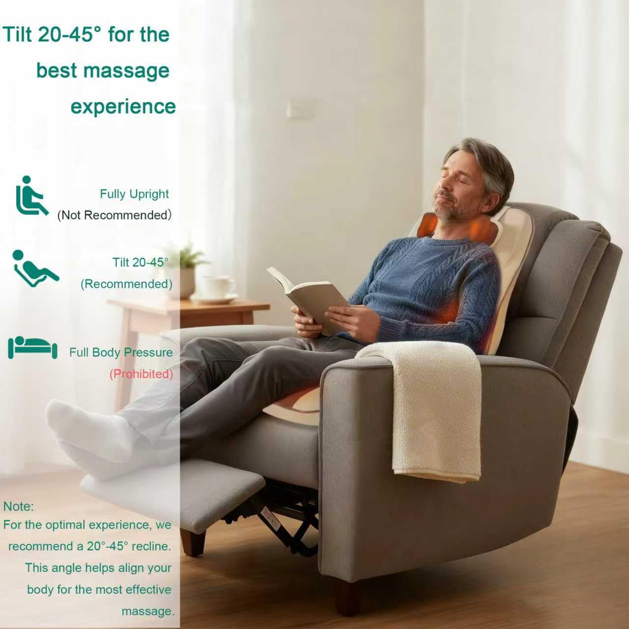 MAIBOLE dual massage heads let you switch kneading and trapezius focus.