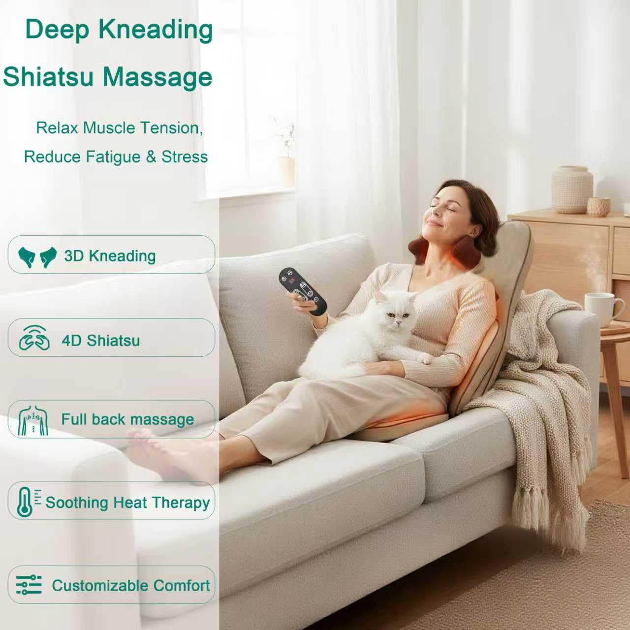 MAIBOLE heat levels with timer provide warm, controlled relaxation on demand.