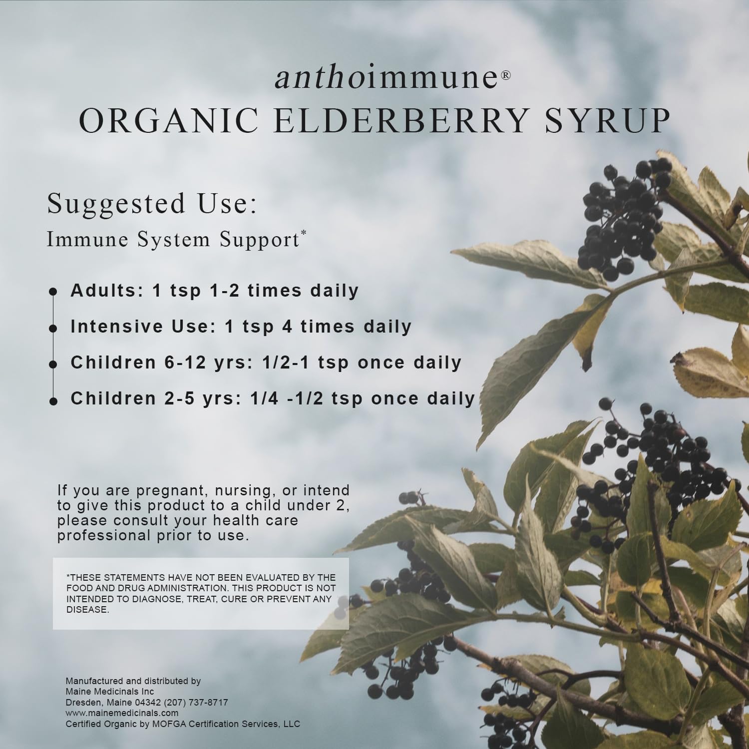Pouring Maine Medicinals elderberry syrup demonstrates convenient daily use