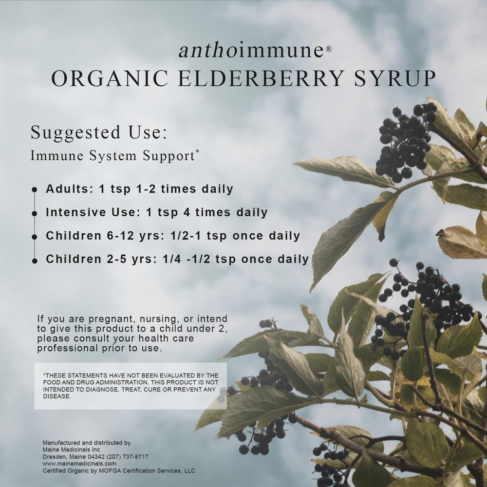 Pouring Maine Medicinals elderberry syrup demonstrates convenient daily use