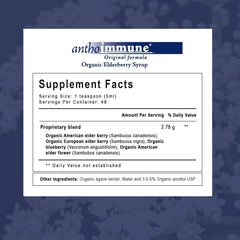 USDA Organic seal shown on Anthoimmune elderberry bottle