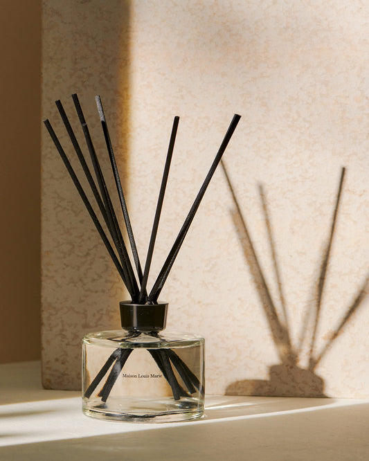 Maison Louis Marie No.09 reeds in bottle deliver subtle room scent diffusion.